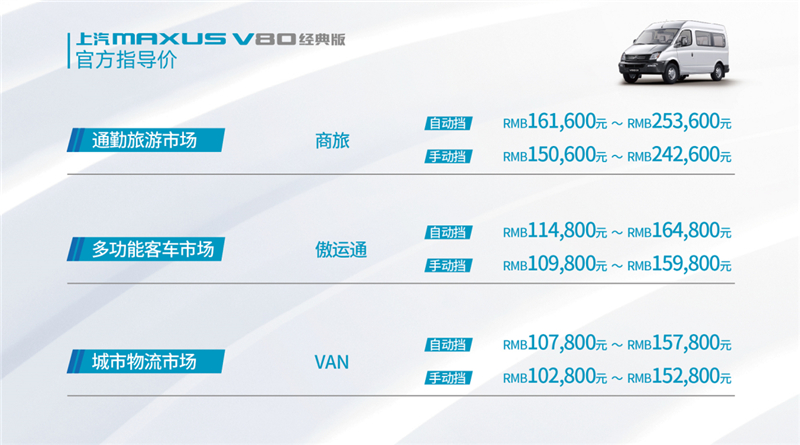 上汽MAXUS V80经典版上市,傲运通售价10.98万元起